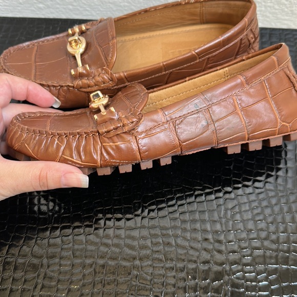Brown crocodile Coach mules. - Picture 2 of 7